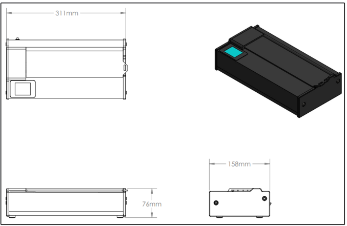 Vistas Superior, Lateral y Frontal del C8